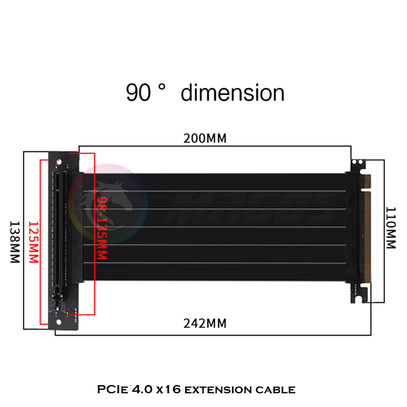 Cavo riser PCIE 4.0 X16 Estens - Pcie 4.0 X16 Riser Cable 90 Degree recensione e prezzo